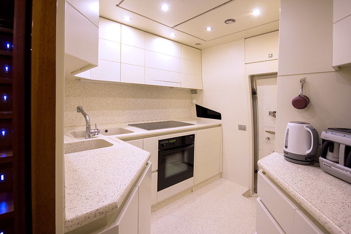 Galley of 24M Deluxe Maiora Motoryacht, a Maiora 24 yacht at Bodrum, Turkey