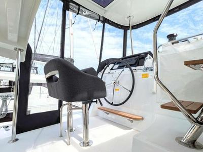 Cockpit of Zannannan, a Lagoon 42 catamaran at Seychelles, Mahe, Seychelles
