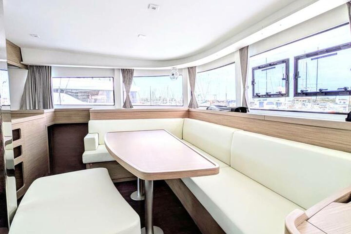 Salon of Zannannan, a Lagoon 42 catamaran at Seychelles, Mahe, Seychelles