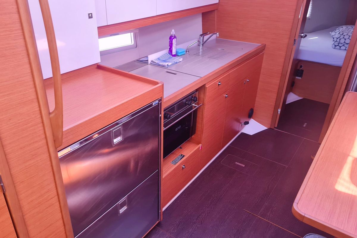 Galley of Elena, a Dufour 390 sailboat at Grad Pula, Croatia