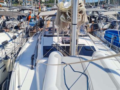 Deck of Elena, a Dufour 390 sailboat at Grad Pula, Croatia