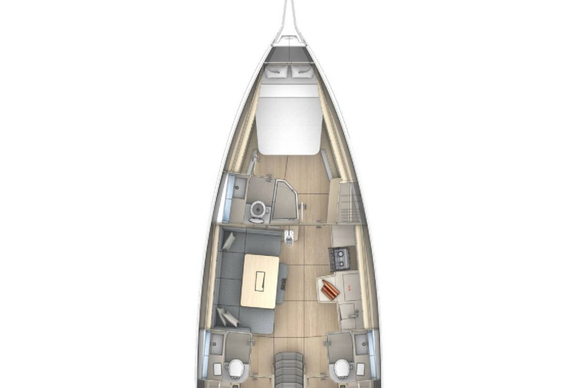 Floor plan of Alessia, a Dufour 41 sailboat at Athens, Greece