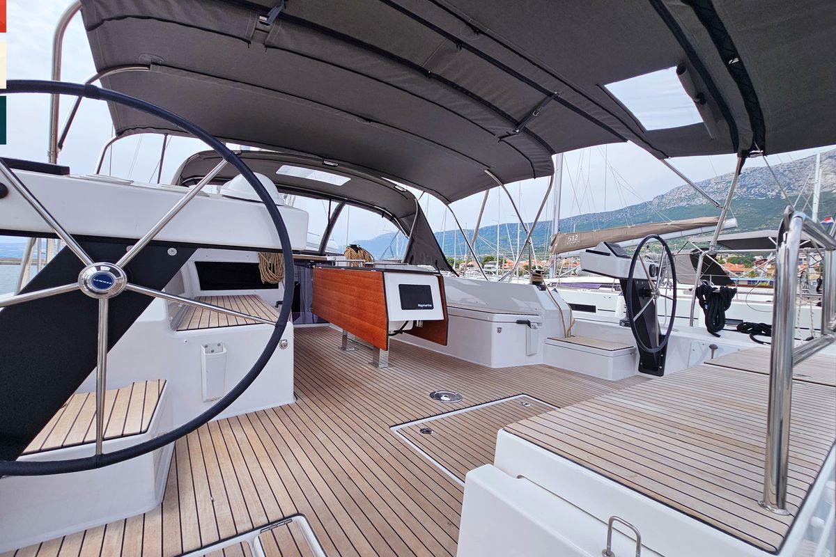 Cockpit of Toccata, a Dufour 470 sailboat at Općina Rogoznica, Croatia