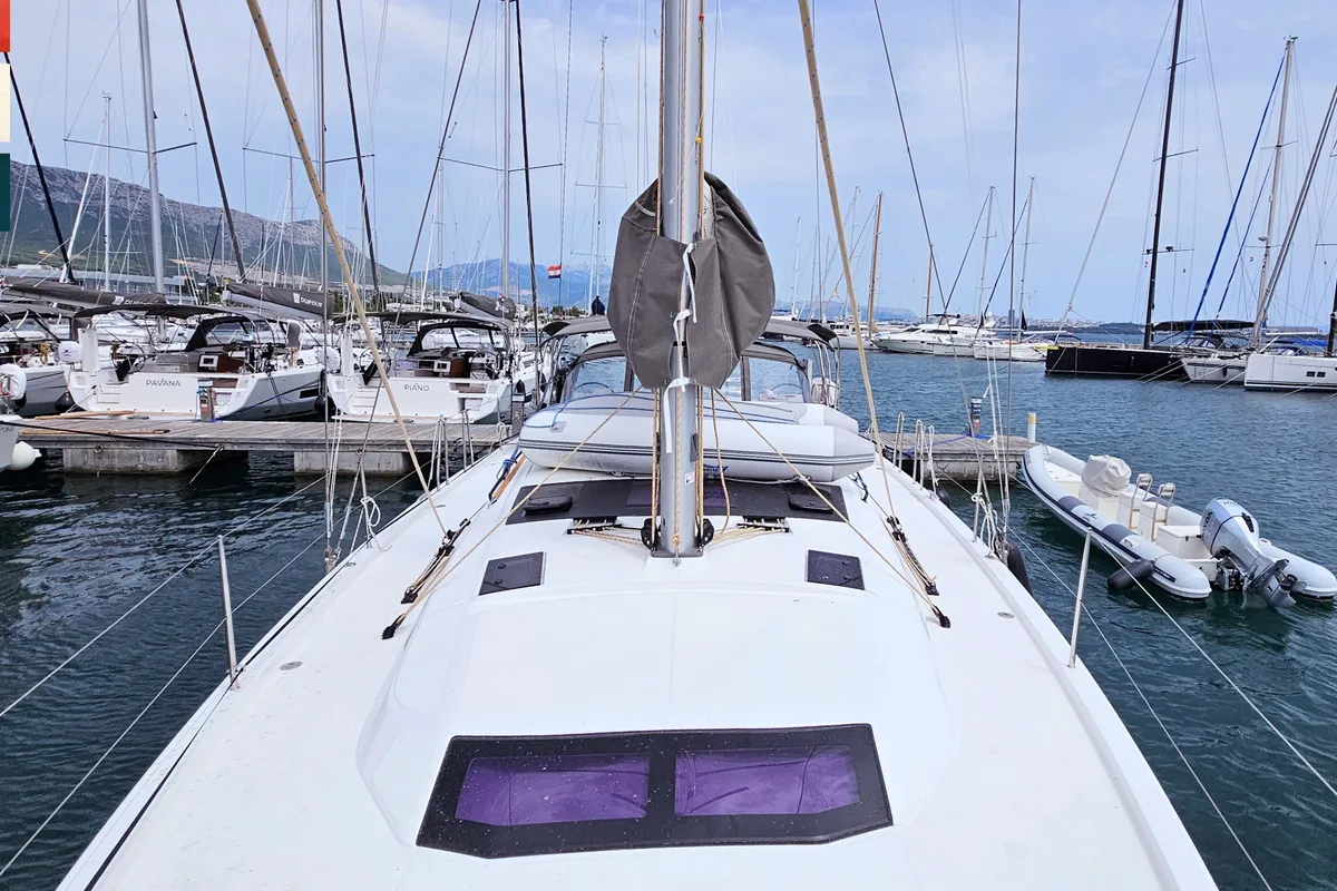 Deck of Toccata, a Dufour 470 sailboat at Općina Rogoznica, Croatia