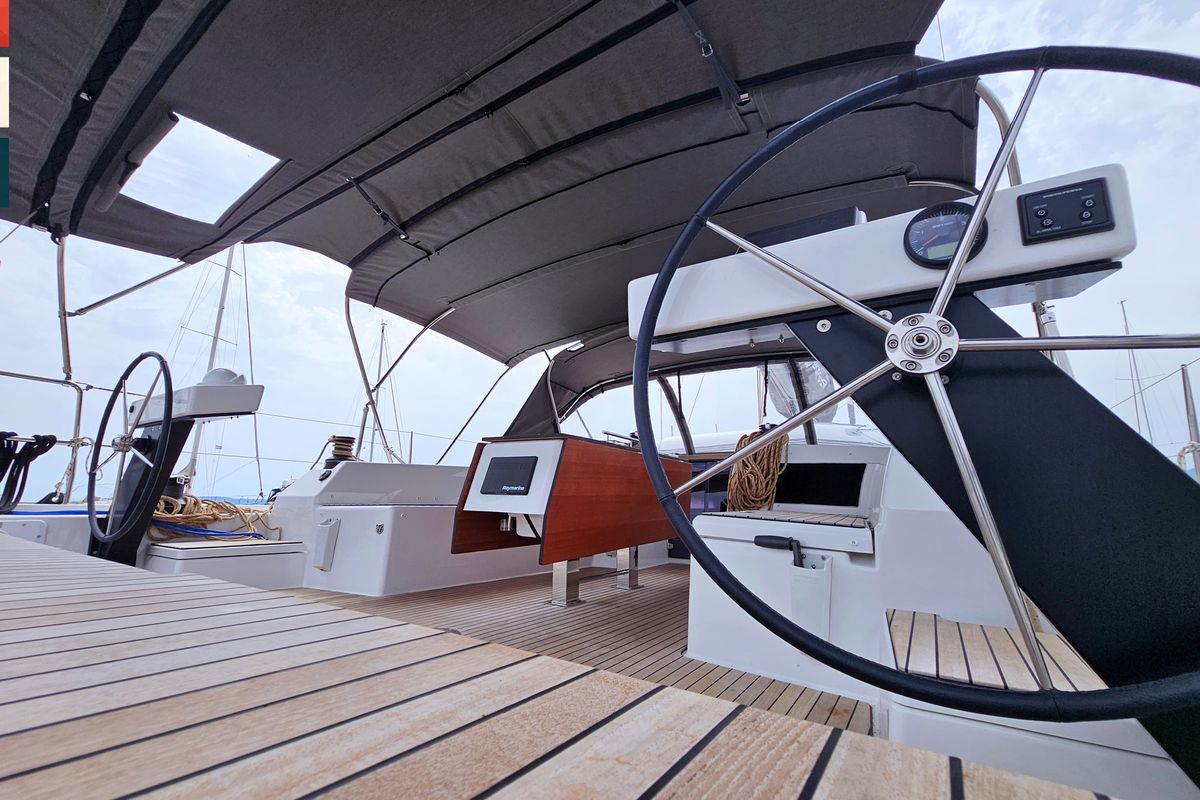 Cockpit of Toccata, a Dufour 470 sailboat at Općina Rogoznica, Croatia