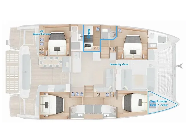 Floor plan of Active Cruises, a Lagoon Lagoon 47 catamaran at Seget Donji, Croatia
