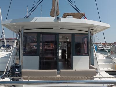 Cockpit of Mirjana, a Bali 4.2 catamaran at Pirovac, Croatia