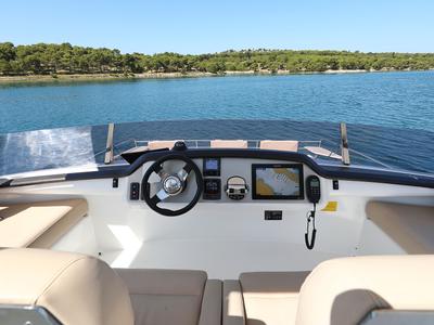 Cockpit of Sierra, a Bali 4.3 MY catamaran at Općina Sukošan, Croatia