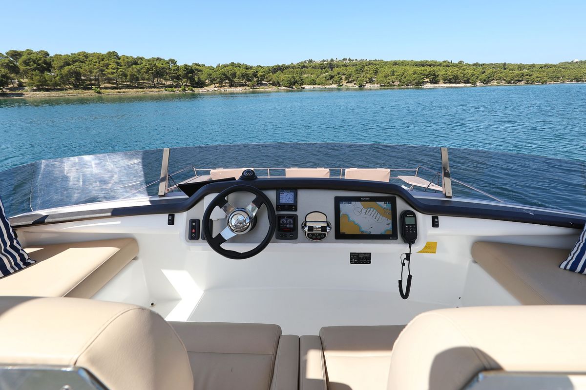 Cockpit of Sierra, a Bali 4.3 MY catamaran at Općina Sukošan, Croatia