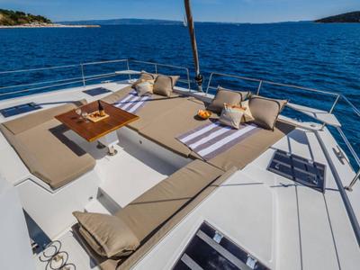 Deck of Zen - A/C, Generator, Water maker, a Bali 4.6 catamaran at Cannigione, Italy