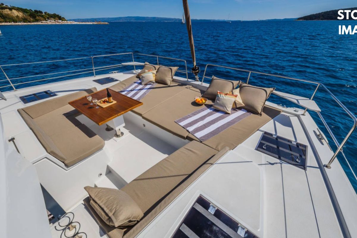 Deck of Zen - A/C, Generator, Water maker, a Bali 4.6 catamaran at Cannigione, Italy