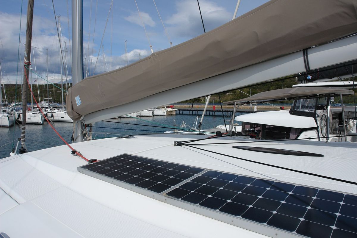 Deck of Argos, a Fountaine Pajot Lipari 41 catamaran at Punat, Croatia