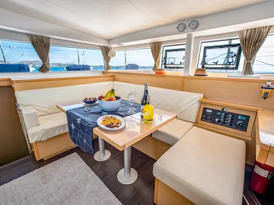 Salon of Christina, a Lagoon 400 S2 catamaran at Athens, Greece