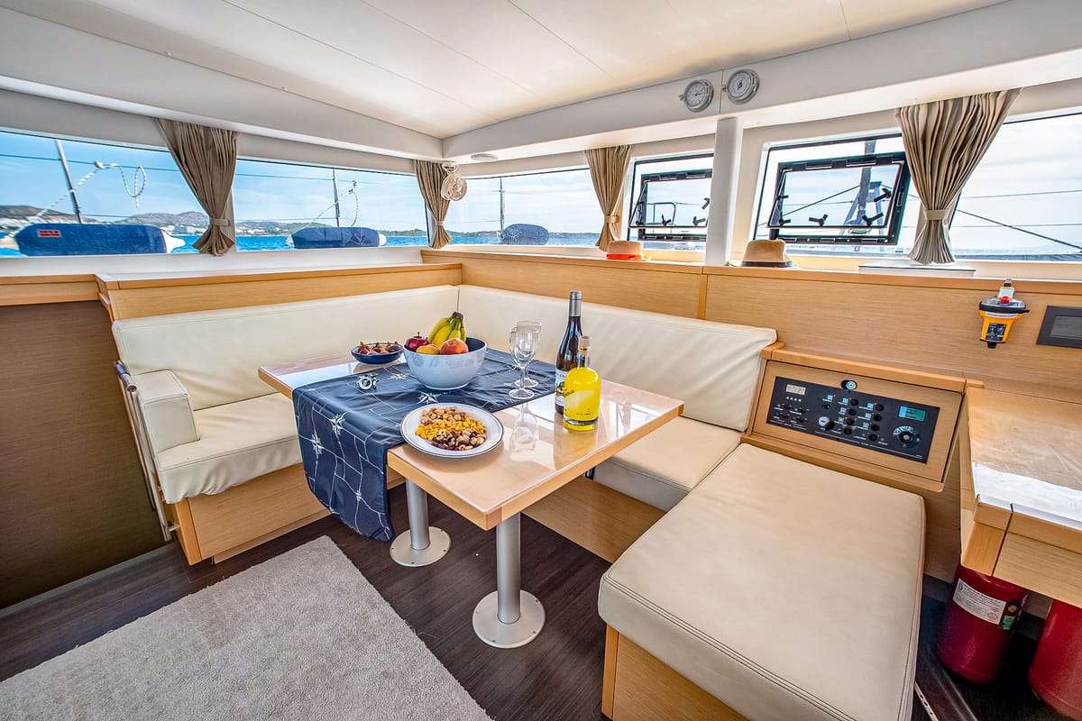 Salon of Christina, a Lagoon 400 S2 catamaran at Athens, Greece