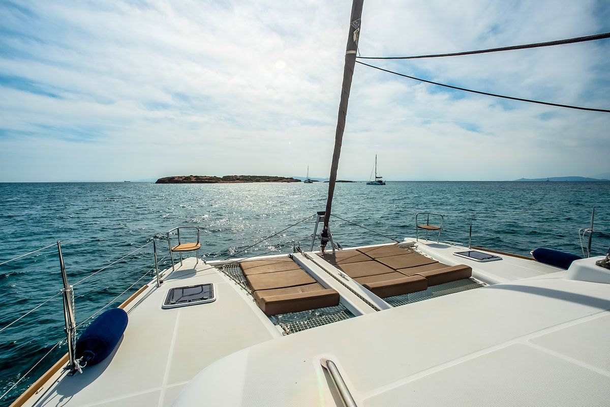 Deck of Christina, a Lagoon 400 S2 catamaran at Athens, Greece