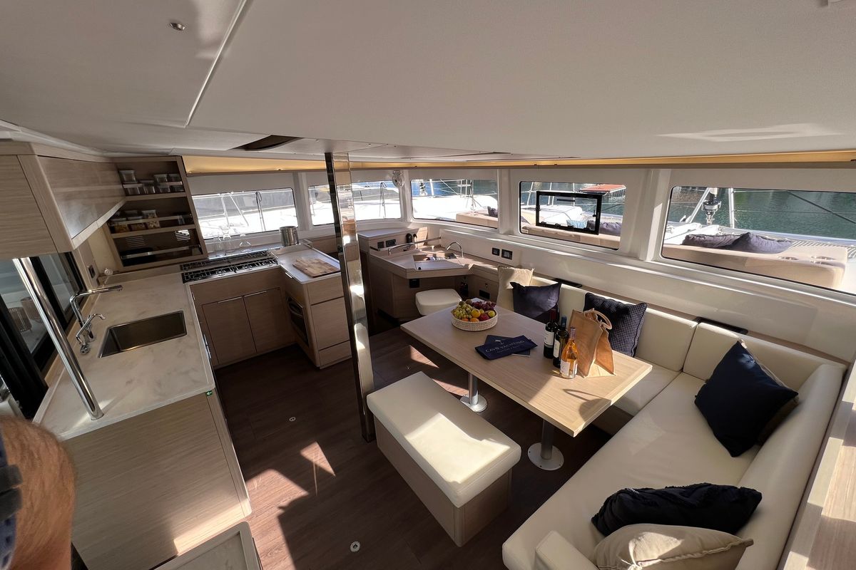 Salon of Maestro, a Lagoon 46 catamaran at Municipal Unit of Lefkada, Greece