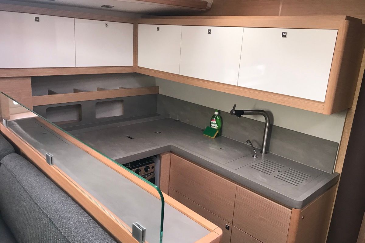 Galley of Cervantes, a Dufour 530 sailboat at Olbia, Italy