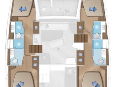 Floor plan of Boreas, a sailboat at Trapani, Italy