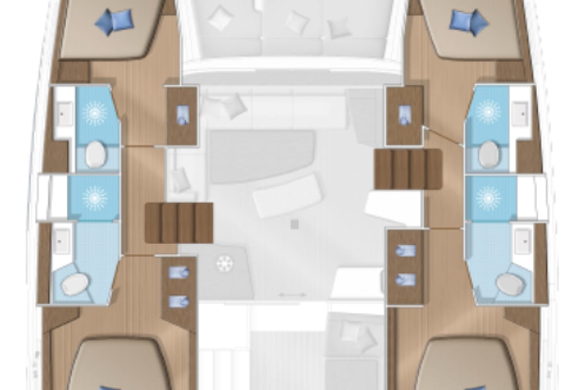 Floor plan of Boreas, a sailboat at Trapani, Italy