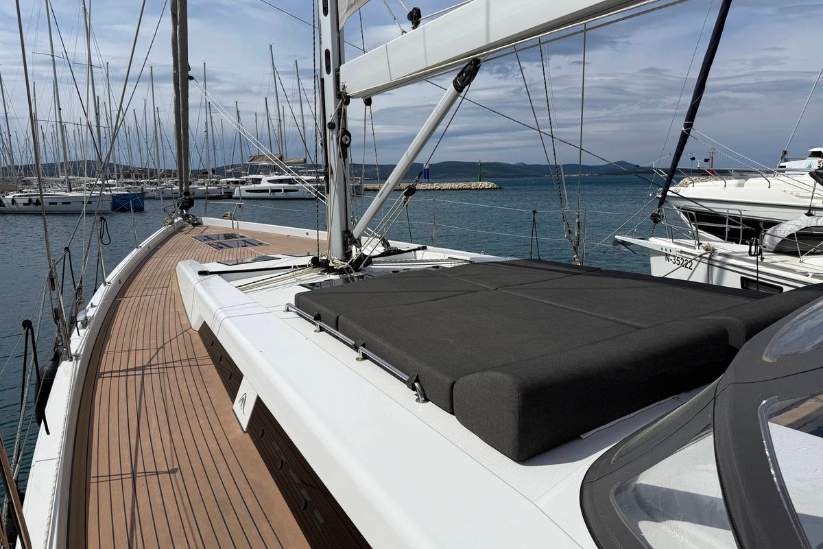 Deck of Joanna, a Hanse Yachts Hanse 588 sailboat at Grad Biograd na Moru, Croatia