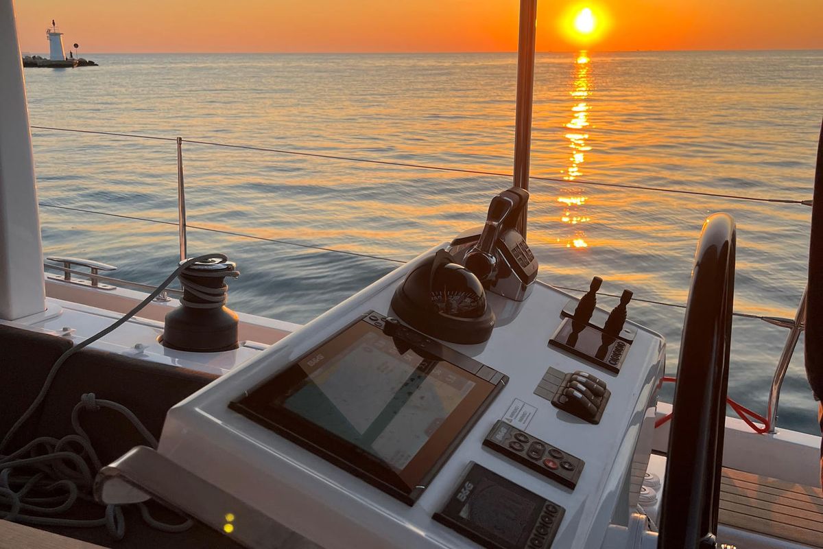 Cockpit of Joanna, a Hanse Yachts Hanse 588 sailboat at Grad Biograd na Moru, Croatia