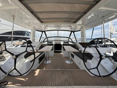 Cockpit of Joanna, a Hanse Yachts Hanse 588 sailboat at Grad Biograd na Moru, Croatia