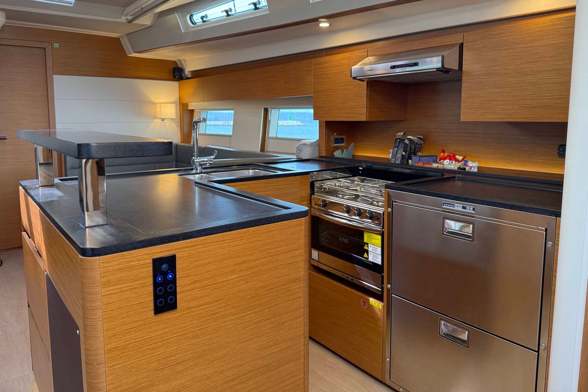 Galley of Joanna, a Hanse Yachts Hanse 588 sailboat at Grad Biograd na Moru, Croatia
