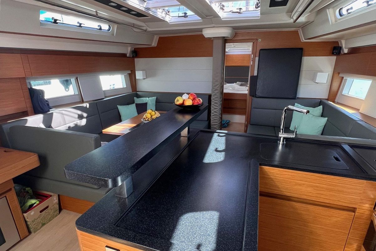 Salon of Joanna, a Hanse Yachts Hanse 588 sailboat at Grad Biograd na Moru, Croatia