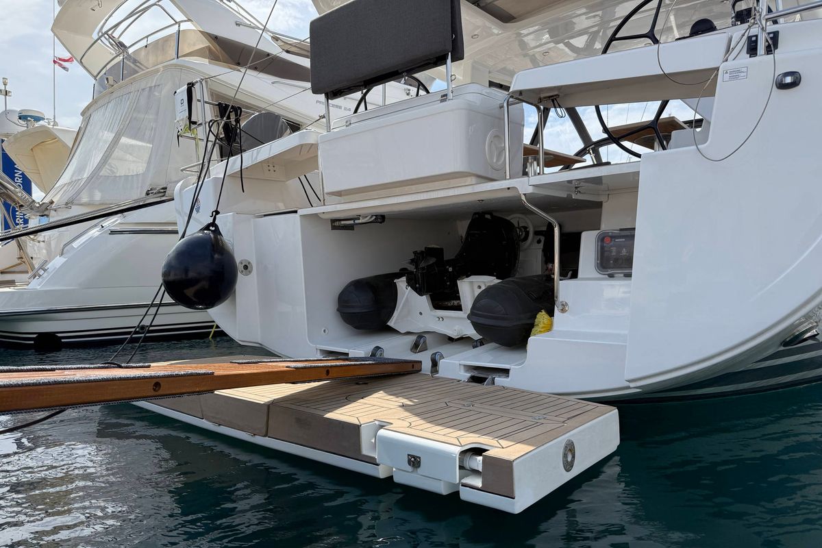 Deck of Joanna, a Hanse Yachts Hanse 588 sailboat at Grad Biograd na Moru, Croatia