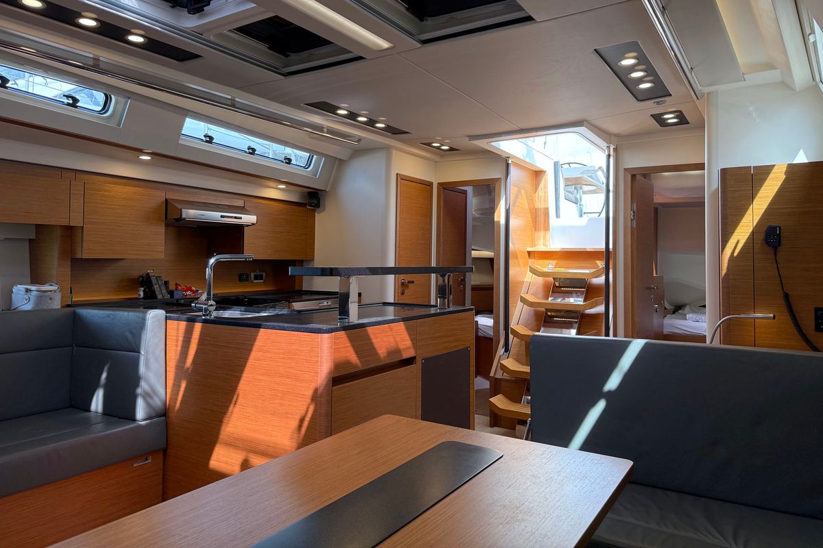 Salon of Joanna, a Hanse Yachts Hanse 588 sailboat at Grad Biograd na Moru, Croatia