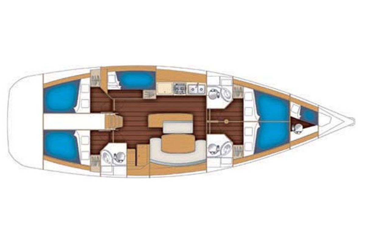 Floor plan of Marla, a Beneteau Cyclades 50.5 sailboat at Lavreotiki Municipal Unit, Greece