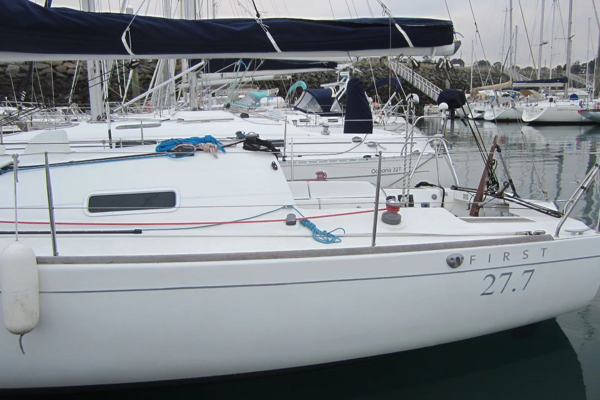 Exterior view of Flashe, a Beneteau First 27.7 sailboat at Saint-Cast-le-Guildo, France