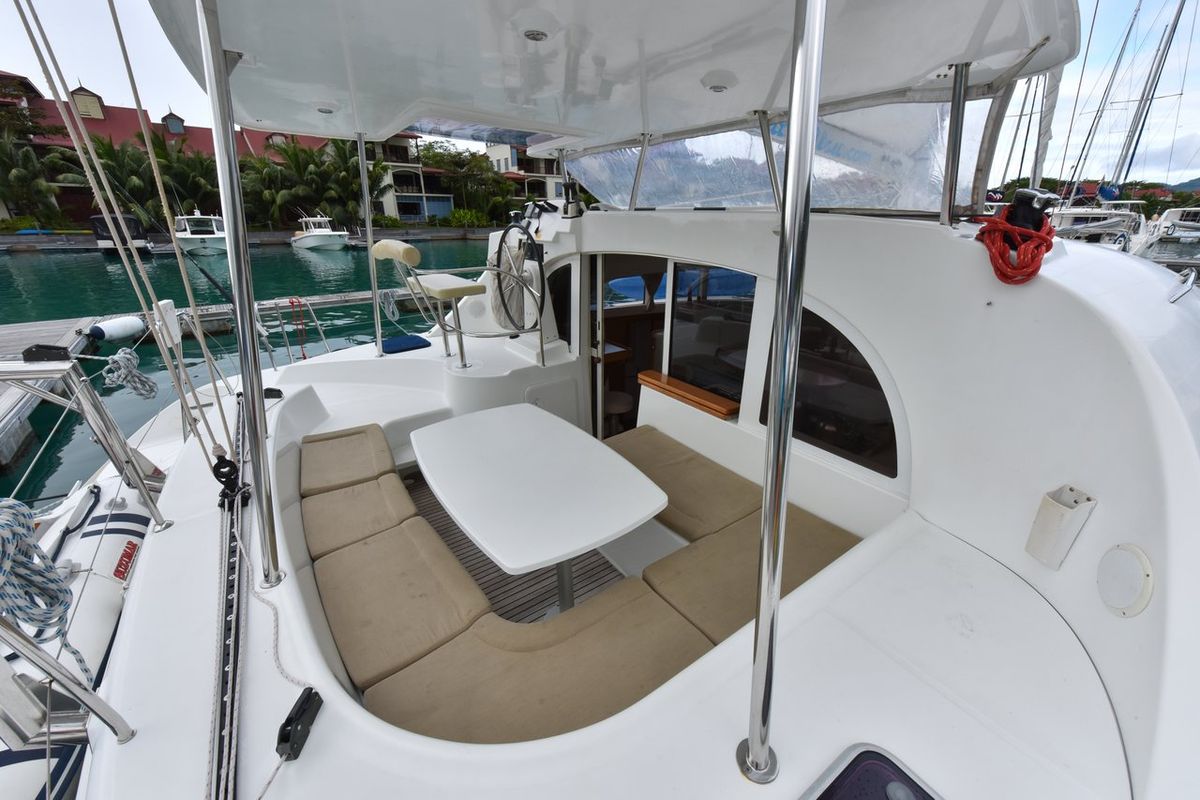 Cockpit of Magikal, a Lagoon 380 catamaran at Baan Salak Phet, Thailand