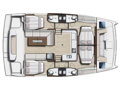Floor plan of Silvia B, a Bali Catspace catamaran at Marsala, Italy