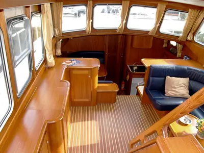 Salon of Drait 52, a De Drait Classicline 1300 motorboat at Woudsend, Netherlands