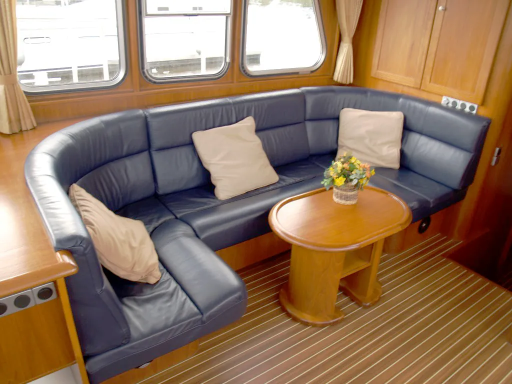 Salon of Drait 52, a De Drait Classicline 1300 motorboat at Woudsend, Netherlands