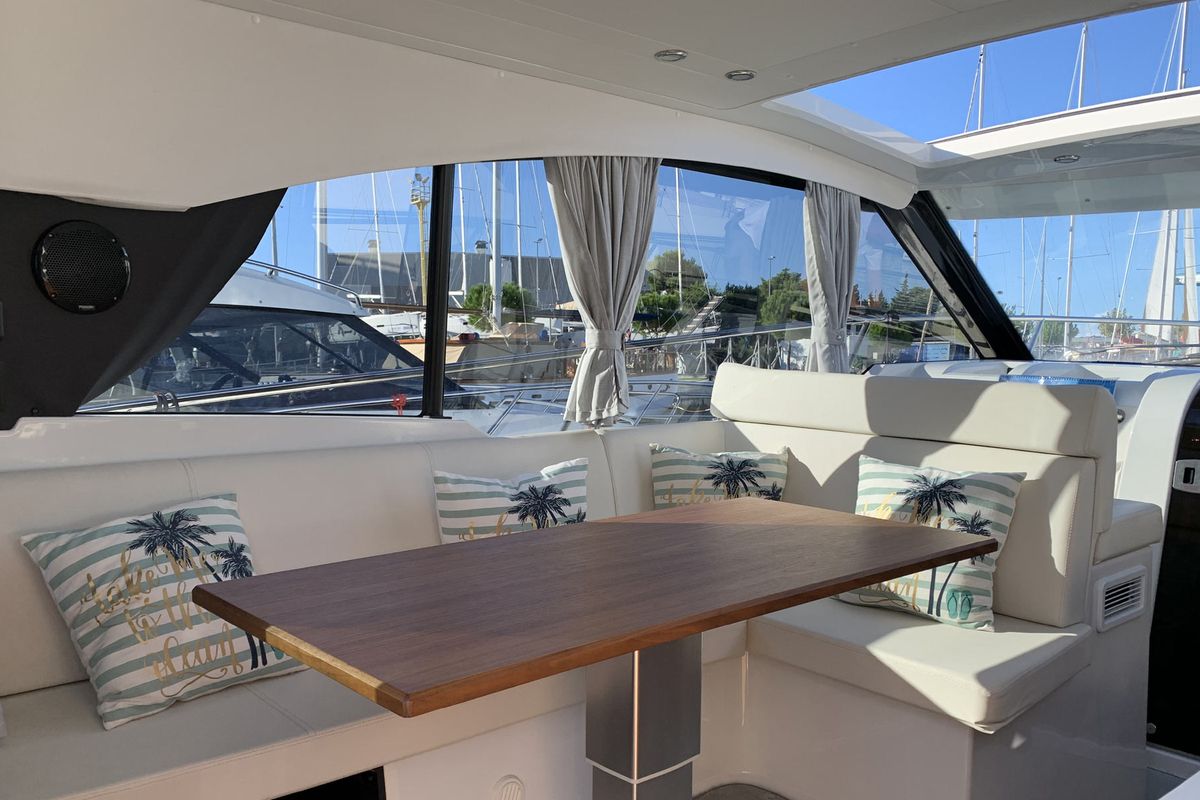 Salon of KRISTINA, a Grandezza 37 CA motorboat at Grad Trogir, Croatia