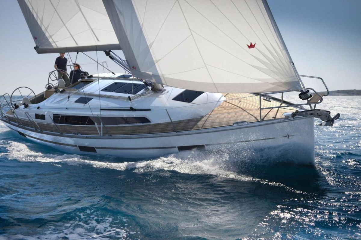 Exterior view of Jameson, a Bavaria Cruiser 46 sailboat at Zadar, Croatia