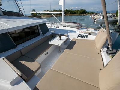 Deck of Blue Dream II, a Bali 4.0 catamaran at Keramoti, Greece