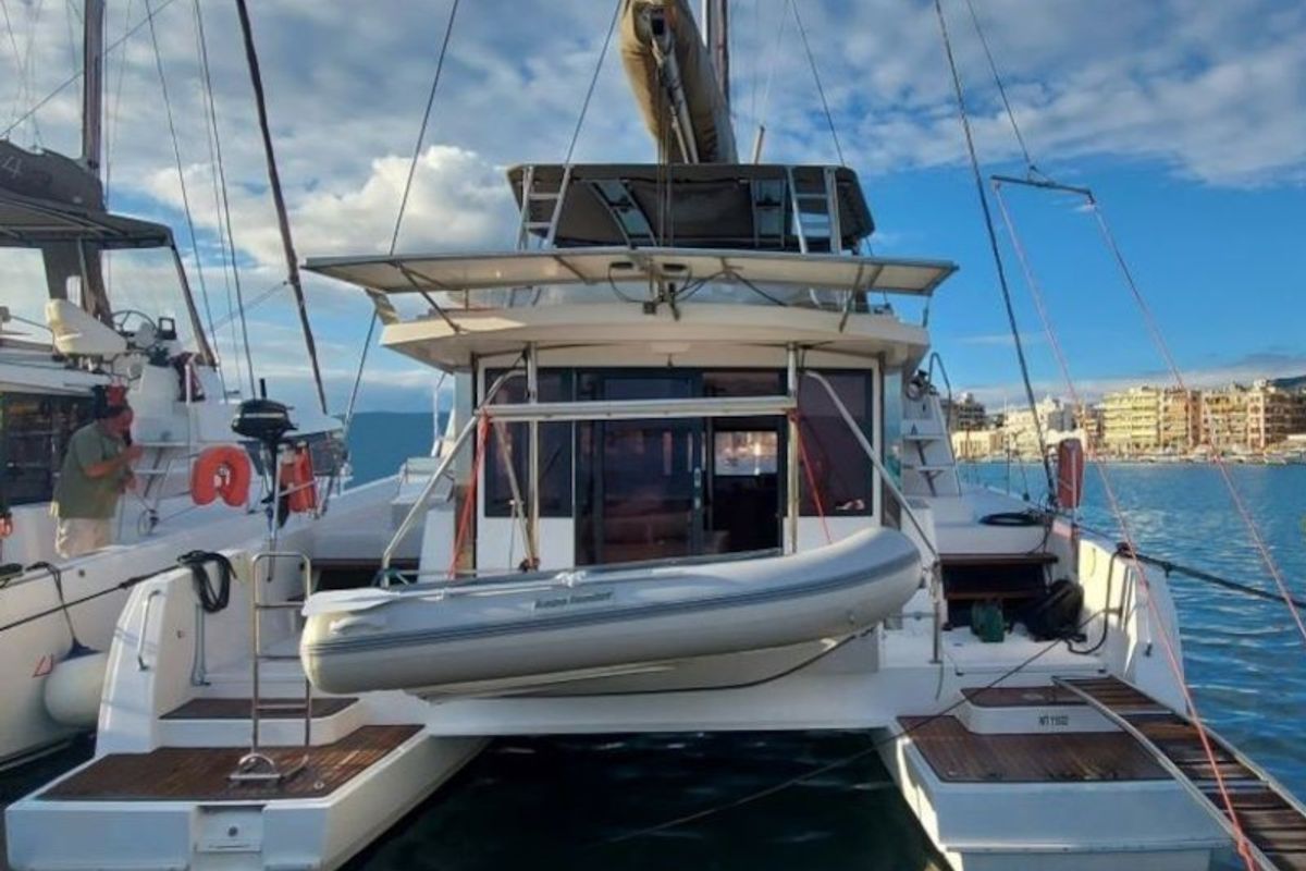 Exterior view of Blue Dream II, a Bali 4.0 catamaran at Keramoti, Greece