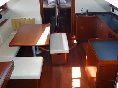 Salon of Orion XII, a Beneteau Oceanis 48 sailboat at Volos Municipality, Greece