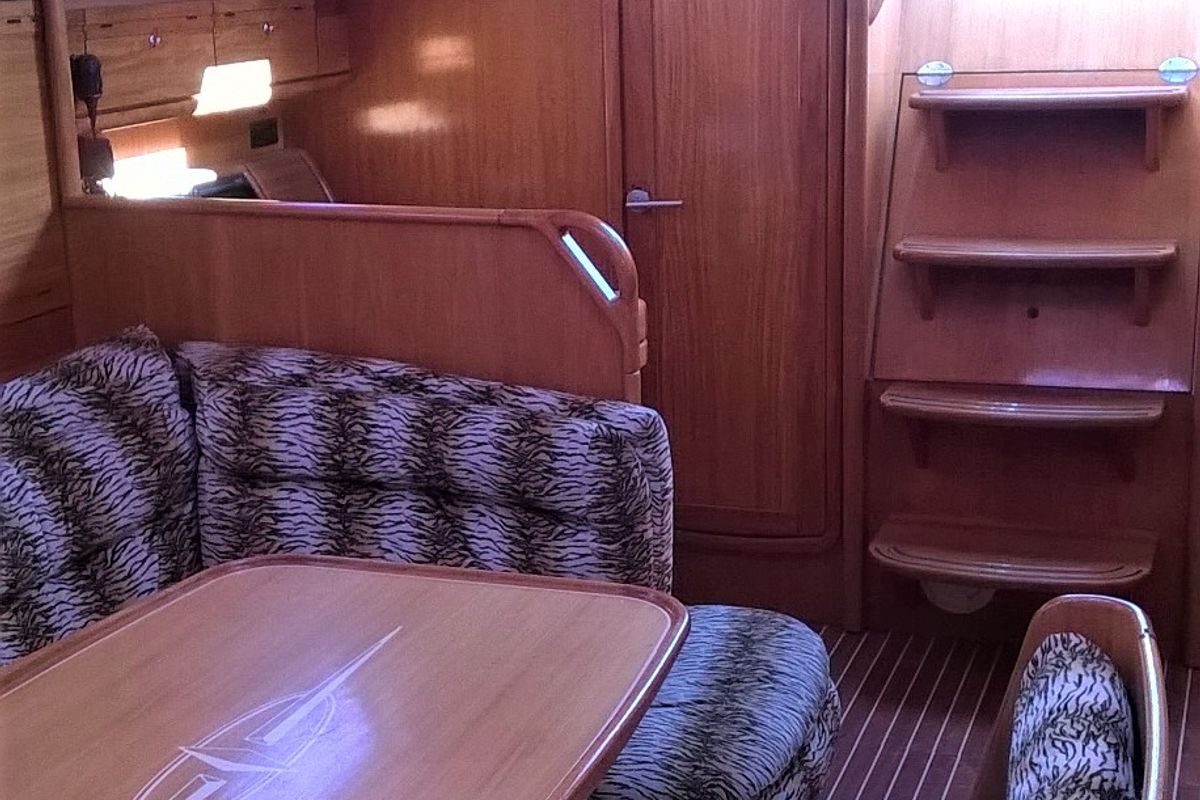 Salon of Magellan, a Bavaria 39 Cruiser sailboat at Preveza, Greece