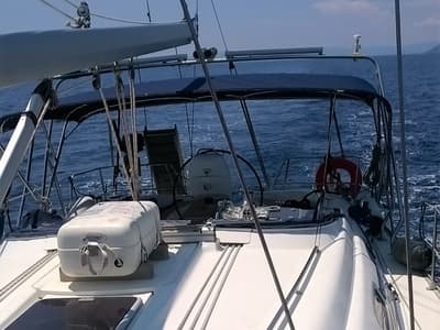 Deck of Magellan, a Bavaria 39 Cruiser sailboat at Preveza, Greece