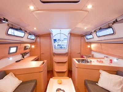Salon of Libra, a Beneteau First 35 sailboat at Jezera, Croatia