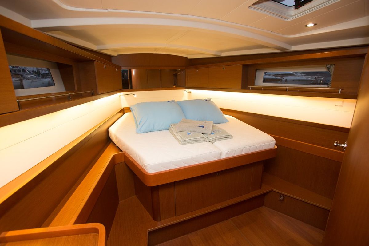 Cabin on Dianora, a Beneteau Oceanis 45 sailboat at Fethiye, Turkey