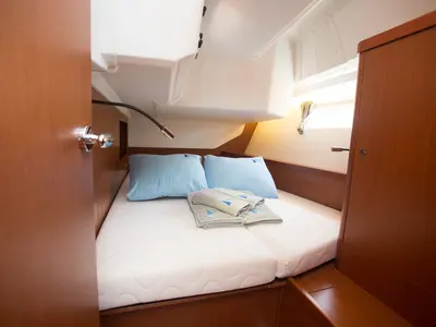 Cabin on Dianora, a Beneteau Oceanis 45 sailboat at Fethiye, Turkey