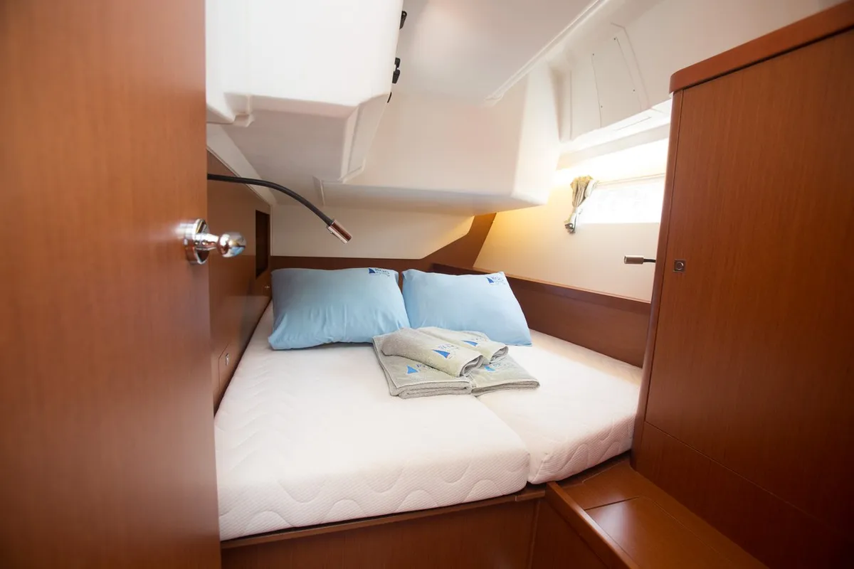 Cabin on Dianora, a Beneteau Oceanis 45 sailboat at Fethiye, Turkey