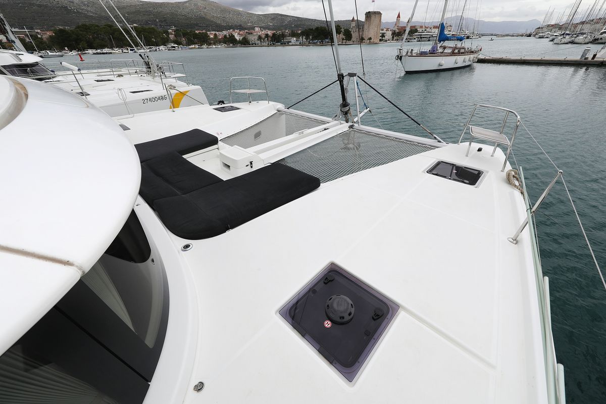 Deck of Barbarella III, a Lagoon 46 catamaran at Grad Trogir, Croatia