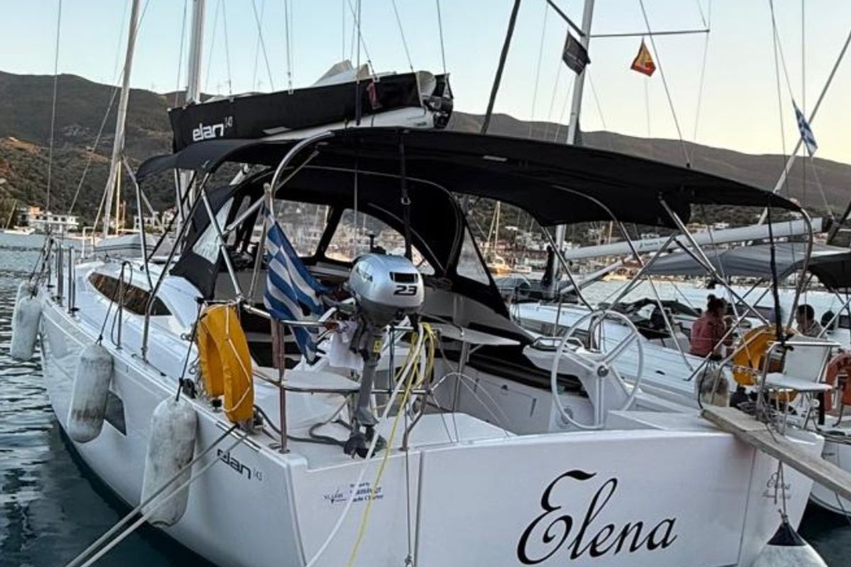 Exterior view of Elena, a Elan Impression 43 sailboat at Athens, Greece