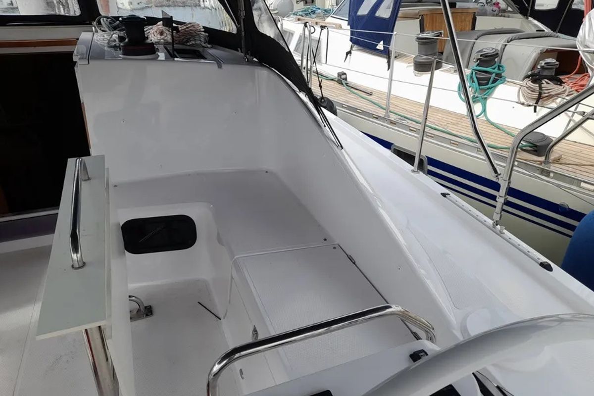 Cockpit of Elena, a Elan Impression 43 sailboat at Athens, Greece